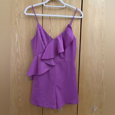 Never Worn Purple Ruffle Romper. So Cute. Purple Romper, Dresses Purple, Revolve Dresses, Ruffle Romper, Purple Dress, Color Purple, So Cute, Rompers, Womens Dresses