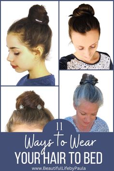 How to wear your hair to bed to protect your hair while you sleep! | hair care tips | healthy hair tips | long hair tips | protective hairstyles Hairstyles To Wear To Bed, How To Bun, Curly Hair Techniques, Sleep Hair, Grey Hair Care, Sleep Hairstyles, Hairstyles Natural Hair, Long Hair Tips, Long Gray Hair