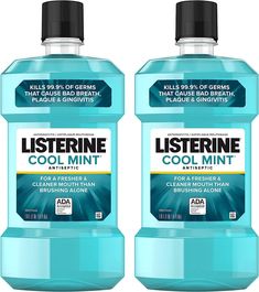 Antiseptic, Antibacterial, Bad Breath Treatment, Plaque & Gingivitis Protection, Gum Disease Treatment, Mouth Wash for Adults; Cool Mint Flavor, 1 L (Pack of 2) Mint Mouthwash, Listerine Mouthwash, Homemade Mouthwash, Listerine Cool Mint, Antiseptic Mouthwash, Dental Cleaning, Gum Care, Hygiene Routine, Gum Health