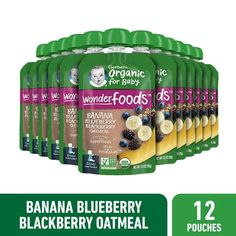 12 pack wonder foods banana blueberry blackberry oatmeal baby food pouches