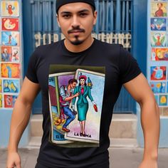 Mexican Loteria  printed black T-shirt. These shirts are professionally silk screened. The soft and durable cotton and amazing print are very long lasting. Ideal for any occasion. Very unique tee shirt Sizes Small (S) Medium (M) Large (L) Extra Large (XL) XXL (2XL) Delivery in  10 days Materials 100% Cotton Black Shirt With Custom Print For Fan Merchandise, Black Shirt With Custom Print For Fans, Black Short Sleeve Printed T-shirt, Black Printed Short Sleeve T-shirt, Black Graphic Tee With Printing, Black Printed Graphic Tee Shirt, Mexican Bingo, Mexican Loteria, Loteria Cards