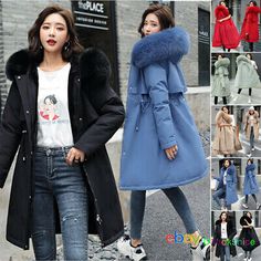 Premium Quality Women winter coat Down jacket Ladies fur hooded jackets Long puffer parka UK6-20, Womens Coats Jackets Hooded Parka With Faux Fur Trim, Solid Color Hooded Parka With Faux Fur Trim, Winter Parka With Faux Fur Trim Long Coat, Hooded Fluffy Parka For Cold Weather, Fluffy Hooded Fall Parka, Trendy Hooded Winter Outerwear, Winter Solid Parka With Faux Fur Trim, Fall Parka With Faux Fur Trim, Fall Parka With Faux Fur Trim And Long Sleeves