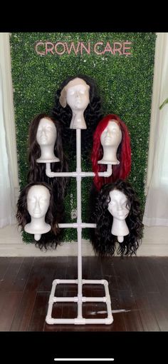 7 Head Wig Stand - Etsy Multi Wig Stand, Wig Stand Display, Wig Stand Ideas, Wig Room Ideas, Wig Store Ideas, Hair Boutique Ideas, Drag Room, Wig Storage, Braids Inspiration