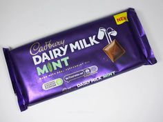 cadbury dairy milk mint bar on white table