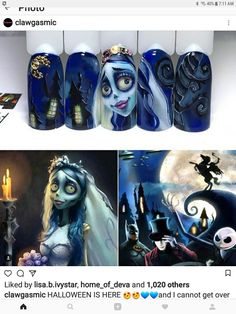 Halloween Naildesign, Scary Nails, Holloween Nails, Marble Nail Designs, Nail Art Disney, Nail Art Designs Videos, Disney Nails, Winter Nail Designs, Halloween Nail Designs