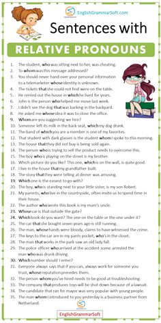 Sentences with Relative Pronouns (55 Examples) Independent Clause, English Grammar Games, Ingles Kids, Basic English Sentences, Sentence Examples