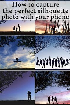 people are silhouetted against the sky and trees