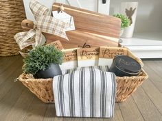 a basket that has some items in it