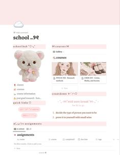 Pink Academia Notion, Pink Study Inspiration, Carrd Inspo Template Pink, Coquette Class Schedule, Notion Academic Ideas, Notion Wonyoungism, Pink Carrd Ideas, Tumblr Blog Aesthetic