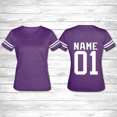 ★ BESTSELLING CUSTOM JERSEY T-SHIRT! CUSTOM NAMES! Celebration Factory celebrates precious family moments and life events.★ ★FAST SHIPPING! Great for adults, men and women sizes! 1. Select your shirt size & color 2. Add any custom name and number for your shirt 3. Make your purchase when you have added all shirts We do the rest! ★Sizing★ Men - S, M, L, XL, 2XL Women - S, M, L, XL, 2XL, Great gift for any Man or lady in the family! These t-shirts are soft and feel great with no itch! ★T I M E Purple College T-shirt With Team Name, Purple Sports Top With Letter Print, Sports Team T-shirt In Purple, Sports Purple T-shirt With Team Name, Purple Crew Neck Top For Sports Events, Purple Crew Neck Top With Team Name, Sporty Purple T-shirt With Team Name, Purple Sports Tops With Team Name, Purple Crew Neck T-shirt With Team Name