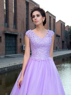 Lavender V-neck Evening Dress, Applique Dresses, Net Dresses, Blue Mermaid Prom Dress, Short Red Prom Dresses, Cat Slippers, Lavender Dress, Backless Evening Dress, Net Dress