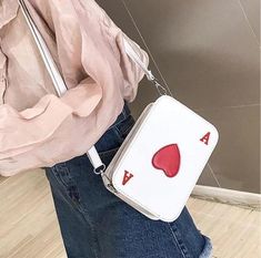 Ace Red Heart Shoulder Bag - Froppin Korean Funny, Unusual Handbags, Funky Purses, A Initial, Purse Cute, Novelty Bags, Side Bags, Cute Keychain, Orange Bag