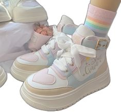 Cute Multicolor High-top Sneakers, Cute Multicolor Round Toe Sneakers, Trendy Pastel Round Toe Sneakers, Trendy Pastel Sneakers With Round Toe, Cottagecore Dark Academia, Cottagecore Dark, Girl Grunge, Campus Style, Pastel Designs