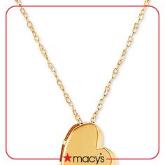 in stock Macy's Heart Cut Necklace For Gifts, Gold Heart Necklace Stamped 14k, Gold Open Heart Necklace With Hallmark, Stamped 14k Gold Necklace For Valentine's Day, Stamped 14k Necklace For Valentine's Day, Macy's Heart Pendant Necklace For Valentine's Day, Macy's Heart Charm Necklace, Valentine's Day 14k Gold Stamped Necklace, 14k Stamped Round Pendant Necklace For Valentine's Day