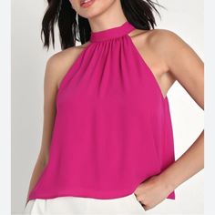 Cute And Fresh Halter Blouse In Hot Pink, Backless, Size L, New Without Tags, Never Worn, Perfect For Spring/Summer. Halter Blouse, In Hot, Pink Ladies, Hot Pink, Spring Summer, Pink, Women Shopping, Color