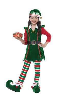 Kids Festive Elf Costume - Joke.co.uk Christmas Fancy Dress, Elf Shoes, Christmas Concert