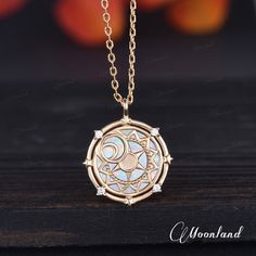 🌙 Vintage Opal Necklace Sun Moon Star Yellow Gold North Star Pendant Witch Jewelry Esoteric Necklace Protection Necklace Unique Gift For Her Check my Best Seller Opal compass necklace: https://www.etsy.com/listing/1425707402 🌙 Details: -Stone 1: Lab Opal, 12mm Round  -Stone 2: Round Moissanite (Silver pendant will use cubic zirconia) -Metal Choice: 925 Sterling Silver/10K/14K/18K Solid Gold(Rose, White, or Yellow)  **100% handmade & shipped in the USA The making process is about 2.5-4 weeks. ? North Star Pendant, Star Yellow, Necklace Sun, Witch Jewelry, Compass Necklace, Magical Jewelry, Protection Necklace, Necklace Unique, Moonstone Necklace