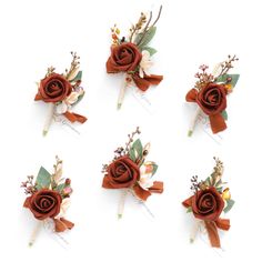 PRICES MAY VARY. Size: Each piece is approx. 2.7 W x 4.7 H; Diameter of the rose: 1.7 inches. Material: The boutonnieres are made of real-looking artificial flowers and greenery, dotted with some exquisite accessories. Skip the classic rose boutonniere and adorn your groom's lapel with this fresh take Perfect for groom, bestmen, groomsmen, suitable for fall greenery wedding, rustic boho country french wedding, prom boutonniere,ceremony, anniversary, events, party or as wedding gift Note: There m Boutonnieres Prom, Garden Party Theme, Wrist Flowers, Groomsmen Boutonniere, Groom Boutonniere, Groom Groomsmen, Corsage Wedding, Boutonniere Wedding, Burgundy Flowers