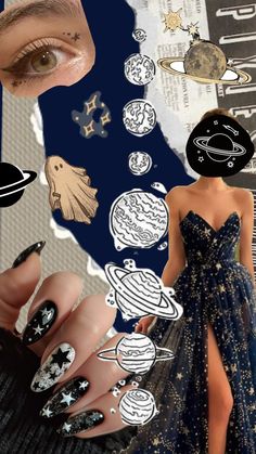 a collage of photos with different types of manies and nail art on them