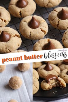 peanut butter blossoms cookies on a cooling rack