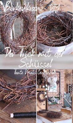 the process of making a wreath out of twigs