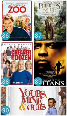 movies that are in the middle of each movie, with different titles and numbers on them