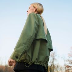 Ness Jacket - Crisp Cotton :: Tarragon Oversized Green Parka For Fall, Olive Utility Jacket For Fall Streetwear, Relaxed Fit Outerwear With Multiple Pockets For Fall, Green Oversized Windbreaker For Spring, Oversized Green Windbreaker For Spring, Green Outerwear With Patch Pockets For Fall, Fall Military Style Relaxed Fit Utility Jacket, Oversized Green Spring Parka, Oversized Green Parka For Spring