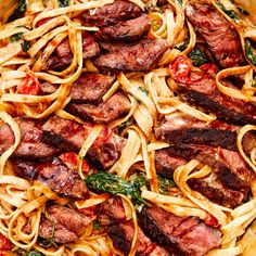 this creamy steak fettuccine is the perfect meal to make for dinner