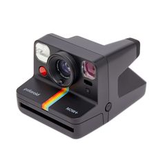 an image of a camera that is in the shape of a polaroid with rainbows