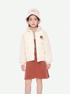 Girls' Short Jacket, Down Jacket, New Winter Style, Thin, Warm, Windproof And Fashionable Jacket Apricot Apricot Casual  Long Sleeve Woven Fabric Animal,Cartoon  Slight Stretch Winter Tween Girls Clothing, size features are:Bust: ,Length: ,Sleeve Length: Kids Coats Girls Winter, Girls Outerwear, Warm Jacket, Short Jacket, Short Girls, Jacket Style, Winter Coat, Down Jacket, Outerwear Jackets