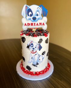 a birthday cake with an image of the dog on it