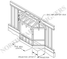 the side view of a shed with its roof framing and insulation section labeled on it