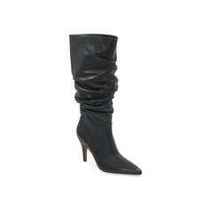 Leather High Shaft Mid-calf Boots For Fall, Leather Mid-calf Boots With High Shaft For Fall, Black High Shaft Mid-calf Boots For Fall, Leather High Shaft Mid-calf Boots For Work, Leather Mid-calf High Shaft Boots For Work, Chic High Shaft Platform Boots For Fall, Black High Shaft Boots For Winter, Pointed Toe Boots For Fall Workwear, Black High Shaft Winter Boots