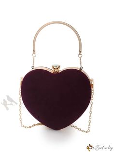 Bird in Bag - Formal Chain-Strap Clutch and Shoulder Bag Handheld Clutch With Chain Strap For Daily Use, Burgundy Bags With Chain Strap For Formal Occasions, Formal Burgundy Bags With Chain Strap, Chic Burgundy Shoulder Bag For Party, Evening Burgundy Shoulder Bag With Chain Strap, Dusty Pink Bag, Burgundy Bag, Red Clutch, Velvet Clutch