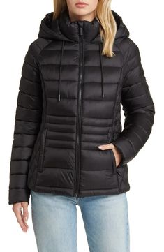 Michael Kors Lightweight Hooded Puffer Jacket | Nordstrom What To Pack For London, Light Puffer Jacket, Thick Tights, Chunky Jumper, The In Between, Hood Jacket, Hooded Puffer Jacket, Quilted Jacket, Style Icon