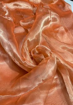 Metallic  tissue organza  Orange color  100% Silk Organza 45" wide. Usable for Apparel and interior designing. Silk Route, Silk Chiffon Fabric, French Silk, Interior Designing, Organza Fabric, Orange Fabric, Silk Organza, Green Silk, Gorgeous Fabrics