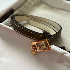 Hermes Lucky 15 Reversible Belt Like New Etoupe/Nata Slide Discoloration On Hardware Comes With Box And Dust Bags Hermes Accessories, Reversible Belt, Gray White, Dust Bag, Like New, Women Accessories, White, Color