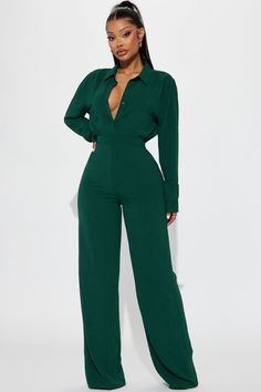 Available In Rust And Hunter. 2 Piece Pant Set Oversized Shirt Collar Button Front Front Pocket Wide Leg Pant Back Elastic Waistband Stretch 33" Inseam 100% Polyester Imported | Makenzie Pant Set in Hunter size XS by Fashion Nova 2 Piece Pant Set, Cozy Pants, Wide Leg Pant, Curve Dresses, Curvy Outfits, Mens Activewear, Pant Set, Matching Dresses, Office Outfits