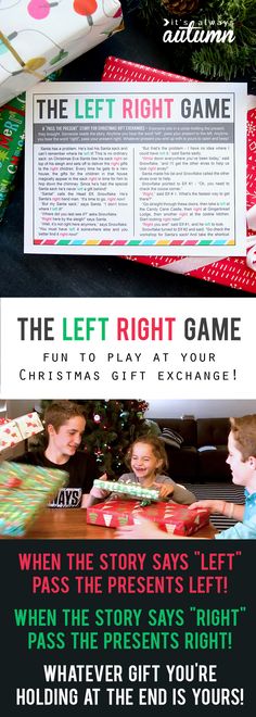 an advertisement for a christmas gift exchange with the text,'let right game give to pray at your christmas gift exchange when the story says