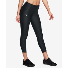 Make Comfort Part Of Your Training Routine In These Under Armour Leggings, With Superlight Heatgear Fabric And Performance Technology. The Cropped Silhouette Is Accented With Superbreathable Mesh For Added Ventilation. Sports Leggings With Reflective Details, Sports Compression Bottoms With Reflective Details, Compression Sport Bottoms With Reflective Details, Compression Bottoms With Reflective Details For Sports, Athleisure Sports Leggings With Reflective Details, Athleisure Leggings With Reflective Details For Sports, Black Reflective Activewear For Running, Black Stretch Activewear With Reflective Details, Compression Bottoms With Reflective Details For Workout