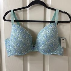 Lucky Brand 42d Floral Bra; Nwt Elegant Blue Bra For Spring, Elegant Blue Spring Bra, Spring Light Blue Bra With Padded Cups, Spring Light Blue Padded Bra, Light Blue Underwire Bra For Spring, Spring Light Blue Underwire Bra, Blue Padded Bra For Spring, Fitted Blue Bra With Floral Print, Fitted Blue Floral Print Bra