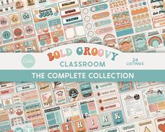 an assortment of stickers with the title bold grooy classroom the complete collection