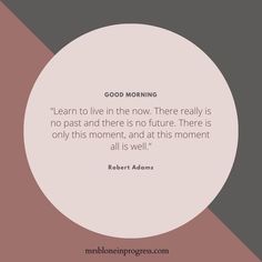 robert adams quote about good morning learn to live in the now there really is no past and there is no future