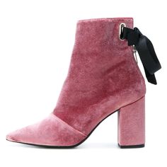 Pink Velvet Boots! Made from plush velvet with a chic pointed-toe design, these ankle boots boast a stylish back tie detail and a comfortable chunky heel. Versatile and trendy, they're perfect for elevating any outfit, from casual to formal looks. Handcrafted US sizing. Fits true to size. Heel Height: 4" / 100 mm approx Product measurements were taken using size 8. Please note that measurements may vary by size. Plush Velvet Material: Crafted from high-quality velvet, these boots offer a luxurio Pink Boots Outfit, Pink Velvet Boots, Boots Outfit Ankle, Tabi Shoes, Chunky Heel Ankle Boots, Robert Clergerie, Velvet Boots, Pink Boots, Pink Shoes