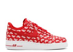 Air Force 1 Low 07 QS 'All Over Logo Red' - Nike - AH8462 600 - red/white | Flight Club Nike Flight, Flight Club, Jordan 11 Retro, Red Nike, Nike Fashion, Air Force 1 Low, Air Jordan 1 Retro, Jordan 1 Retro High, Jordan 1 Retro