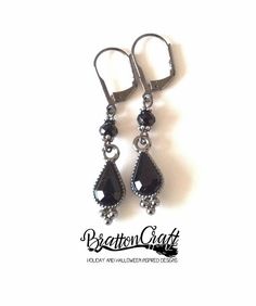 Gothic Black Bead Earrings  Goth Earrings  Goth Jewelry Gothic Black Hypoallergenic Earrings, Gothic Black Drop Earrings, Black Teardrop Metal Jewelry, Black Metal Drop Earrings, Nickel Free Black Long Drop Earrings, Nickel-free Black Long Drop Earrings, Black Teardrop Earrings As Gift, Black Teardrop Earrings With Ear Wire For Gift, Black Teardrop Jewelry Making Supplies