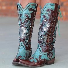 Category:Boots; Upper Materials:PU; Embellishment:Embroidery,Rivet; Season:Winter; Heel Type:Chunky Heel,Block Heel; Gender:Women's; Toe Shape:Pointed Toe,Square Toe; Type:Knee High Boots; Style:Fashion,Elegant,Vintage,Classic; Heel Height(inch):2-3; Outsole Materials:Rubber; Occasion:Daily,Work,Outdoor; Closure Type:Zipper; Pattern:Color Block; Listing Date:11/25/2023; 2024 Trends:Cowboy Boots,Plus Size; Heel Height:Mid Heel Turquoise Boots, Jingle Dress, Dressy Boots, Botas Western, Tassel Heels, Fancy Footwear, African Shoes, Rider Boots, Bota Country