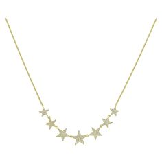 Wear your wishes around your neck with this charming star necklace by Luxle. It is made of 136 round diamonds on pave. It comes with a lobster clasp and the hanging length is 15 inches. Please follow the Luxury Jewels storefront to view the latest collections & exclusive one of a kind pieces. Luxury Jewels is proudly rated as a Top Seller on 1stDibs with all 5 star customer reviews. JEWELRY SPECIFICATION: Approx. Gold Weight: 3.15 gram Approx. Diamond Weight: 0.39 Cts Diamond Shape: Round Diamon Pave Heart Necklace, Diamond Star Necklace, Lariat Style Necklace, Gold Link Necklace, Diamond Tennis Necklace, Star Charm Necklace, Diamond Bows, Necklace Stand, Diamond Necklace Set