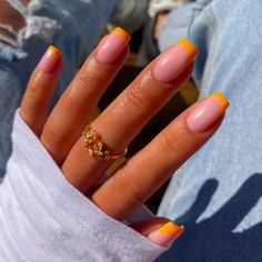 50+ Perfect Orange Tip Nail Designs That Are Really Trendy; bright nails orange! This includes orange nails, orange nails acrylic, orange nails summer, orange nail designs, french tip nails, french tip nails orange, french tip ideas & more! This also includes orange nail art, orange nail ideas, orange nail designs, french tip with design, orange nails almond, orange nails square, bright nails, summer nails, french tip acrylic nails, french tip nail designs & more! #orangenails #frenchtipnails Neutral Nails Acrylic