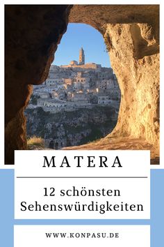 the cover of matera, featuring an image of a town in the distance and text below